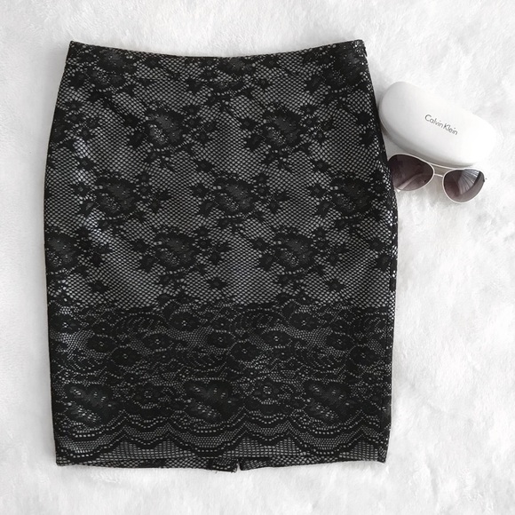 The Limited Dresses & Skirts - the limited floral lace metallic pencil skirt